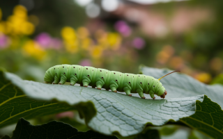 chenille-verte-feuille-texture-jardin