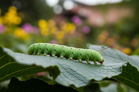 chenille-verte-feuille-texture-jardin