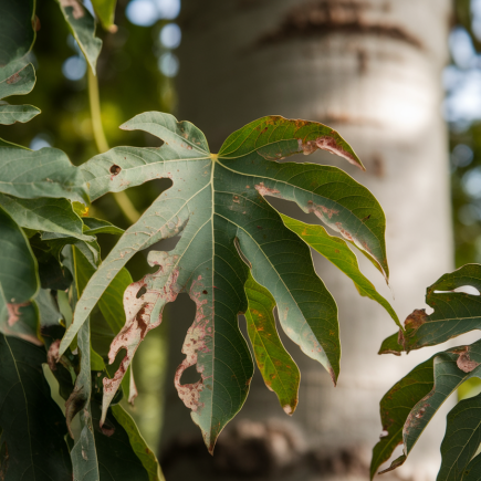 feuilles-platane-taches-tronc-flou