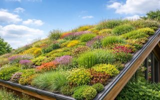 toit-vegetal-luxuriant-ciel-bleu