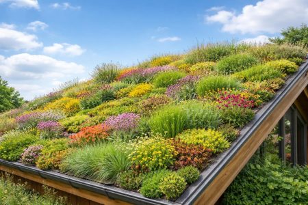 toit-vegetal-luxuriant-ciel-bleu