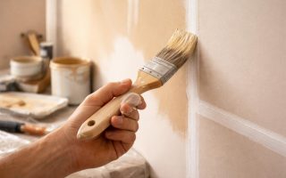 main-pinceau-mur-peint-outils